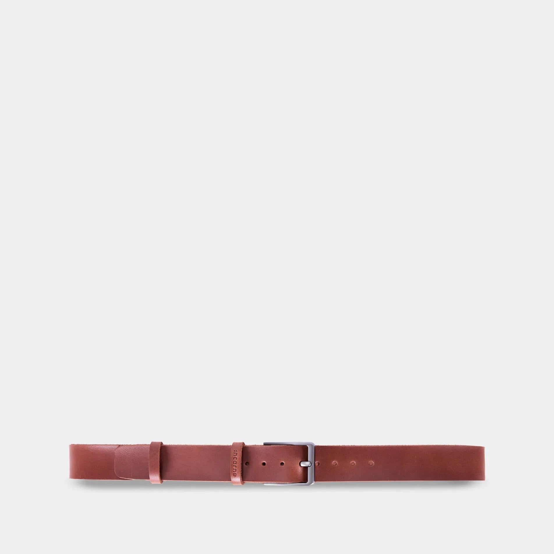 INCARNE New Parallel belt in cognac genuine leather with minimalist buckle, unisex accessory for business and casual outfits