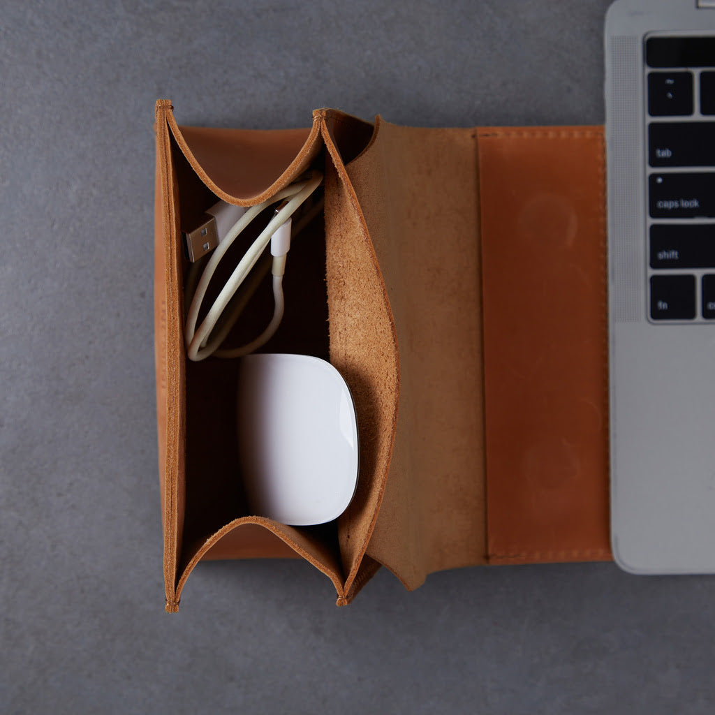 Wire Keeper Leather Organizer for Cables, Mouse, Adapters