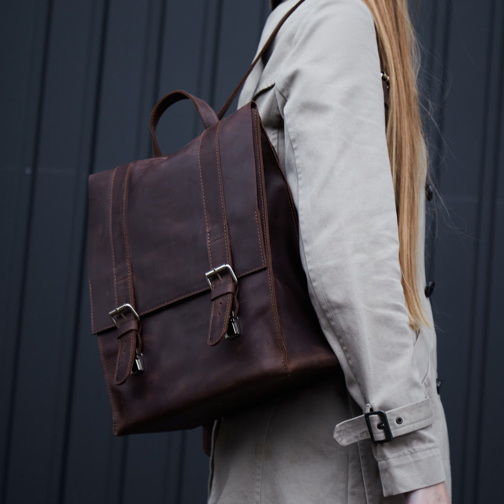 Gloria Leather Backpack with Laptop Pocket