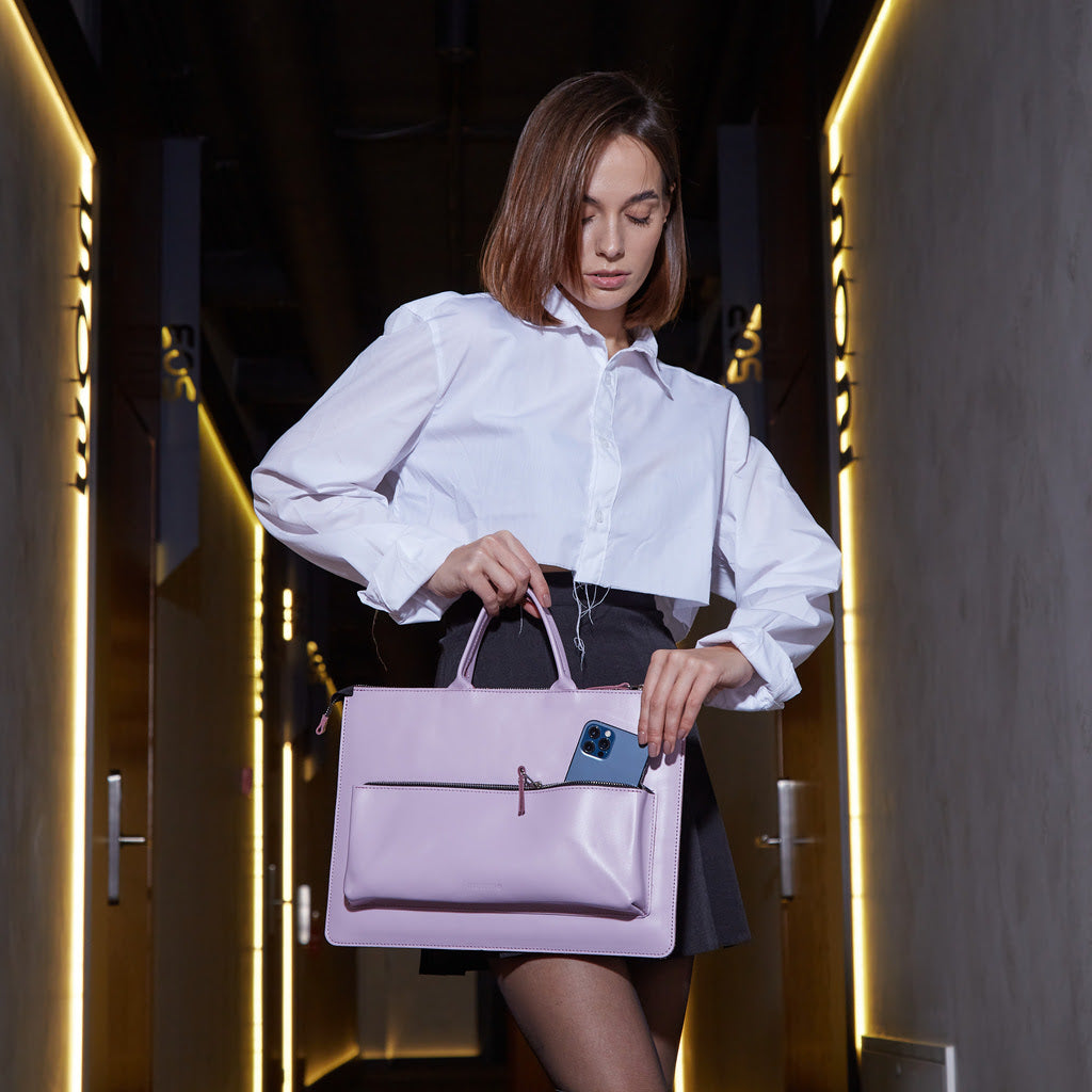 Maryland Laptop Sleeve with Handles in classic leather