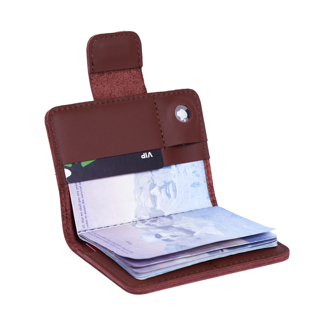 Smart Journey Classic Leather Passport Cover for Travel with AirTag and Cards Holders