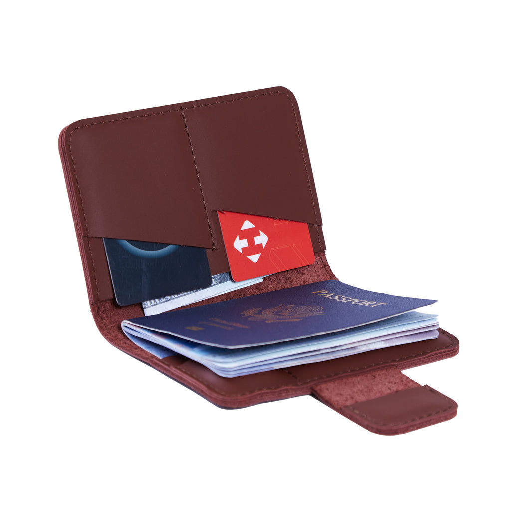 Smart Journey Classic Leather Passport Cover for Travel with AirTag and Cards Holders