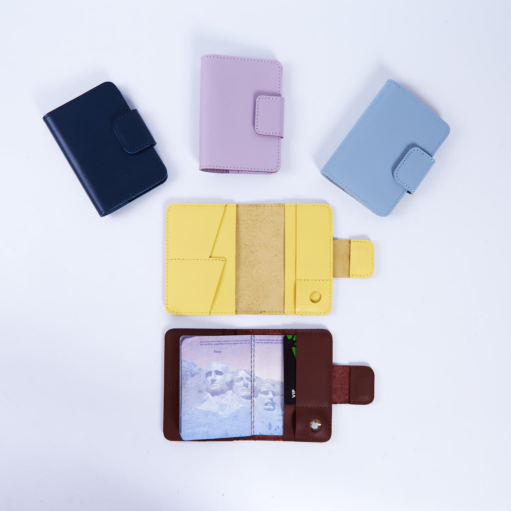 Smart Journey Classic Leather Passport Cover for Travel with AirTag and Cards Holders