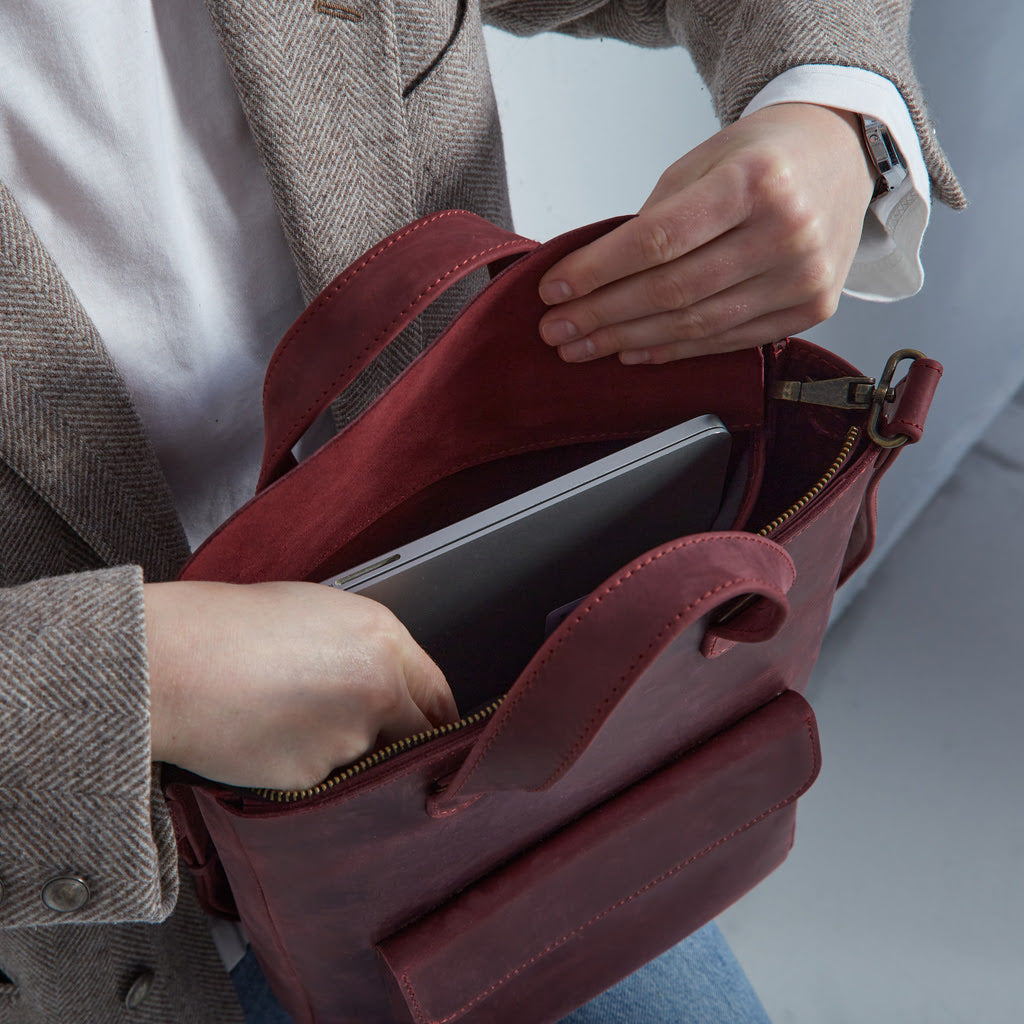 Leather Laptop Convertible Bag Voyager Long