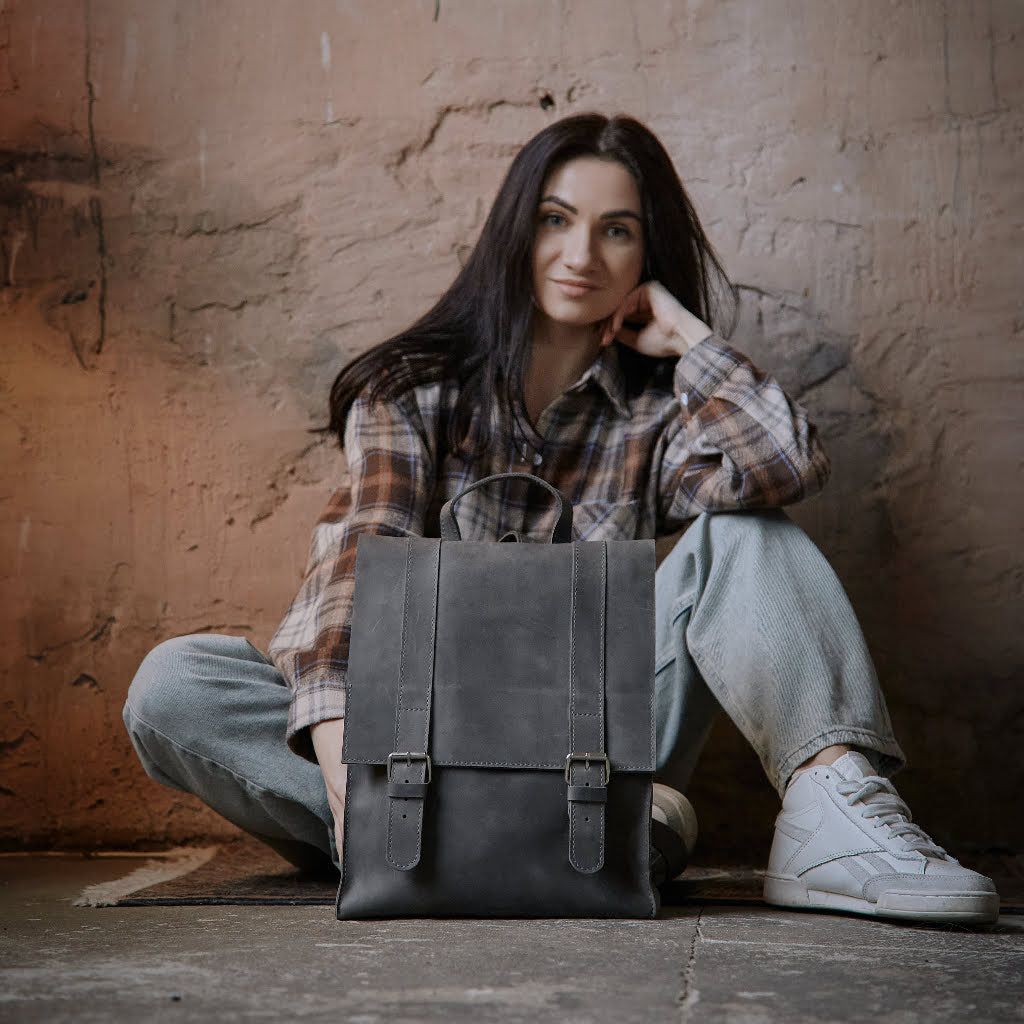 Gloria Leather Backpack with Laptop Pocket