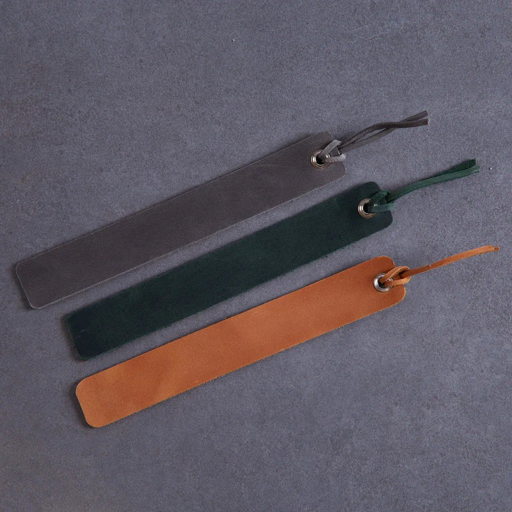 Bookmarks long made from vintage leather (set of 3) - INCARNE® Global