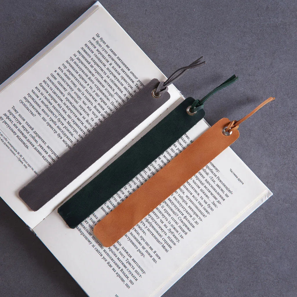 Bookmarks long made from vintage leather (set of 3) - INCARNE® Global