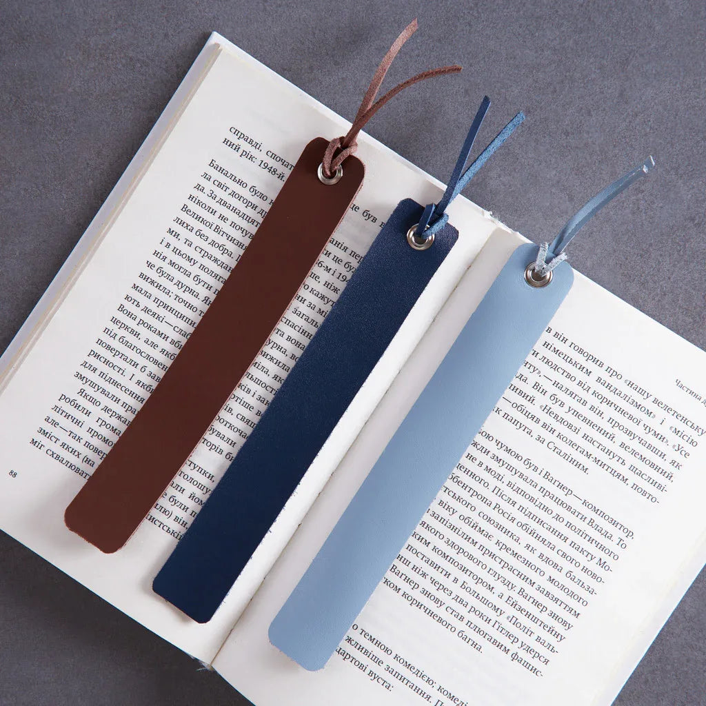 Bookmarks long made from classic leather (set of 3) - INCARNE® Global
