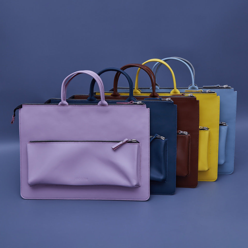 Maryland Laptop Sleeve with Handles in classic leather