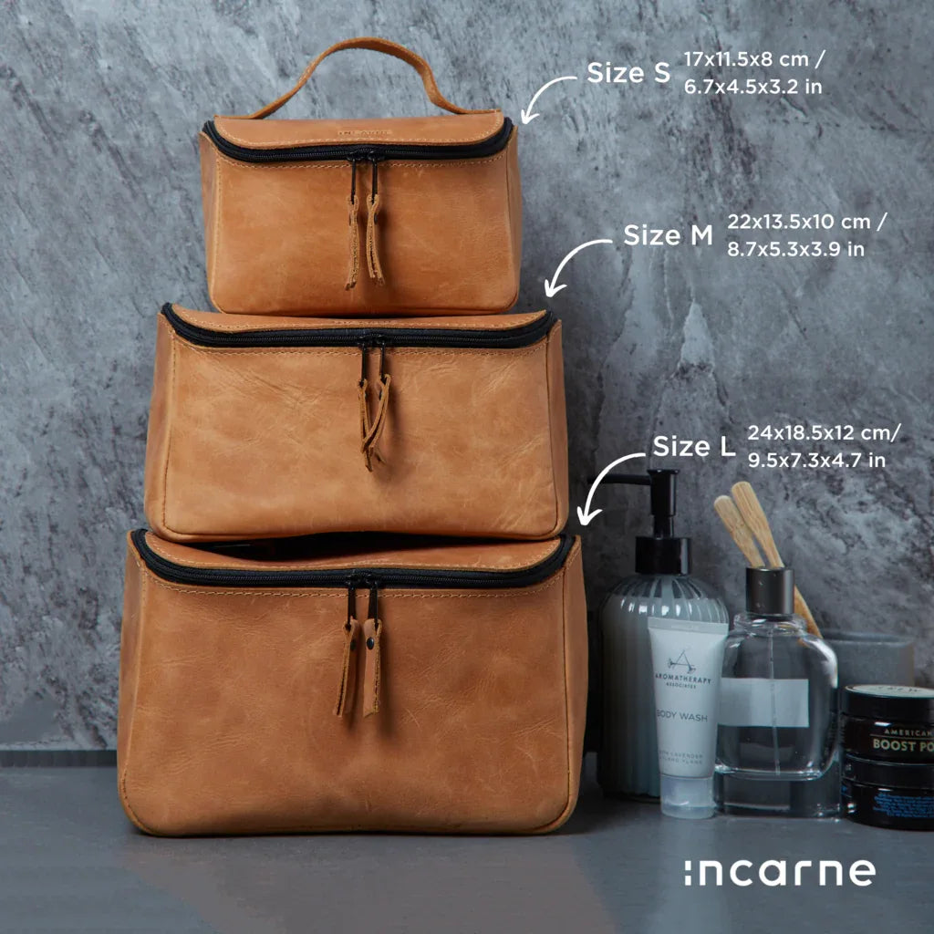 Makeup bag Timeless made from vintage leather - INCARNE® Global