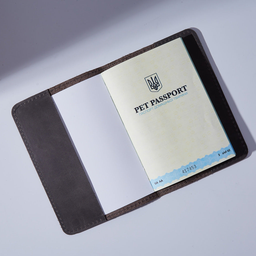 Leather cover for a veterinary passport Paw