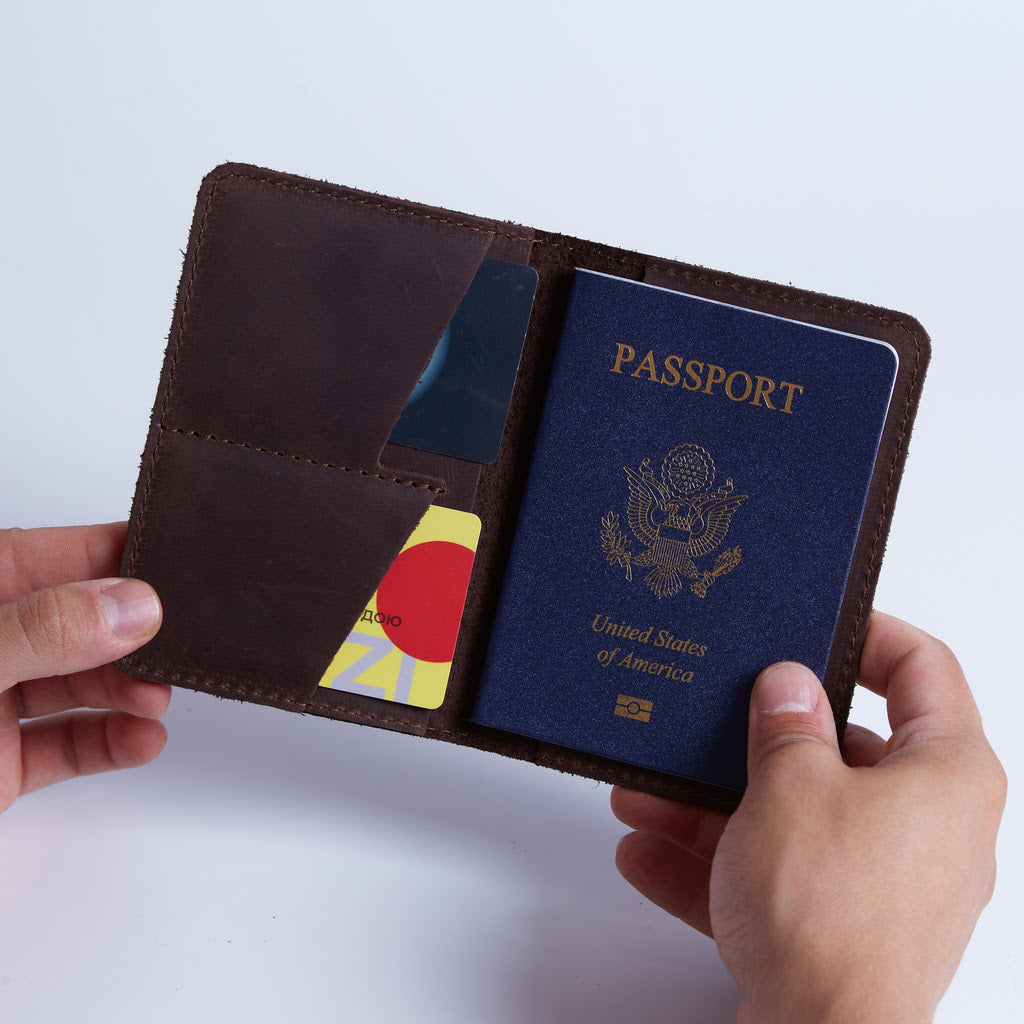 Passport Cover with Pockets Made from Vintage Leather