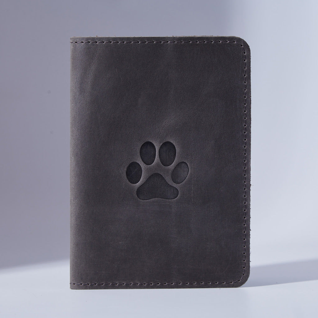 Leather cover for a veterinary passport Paw