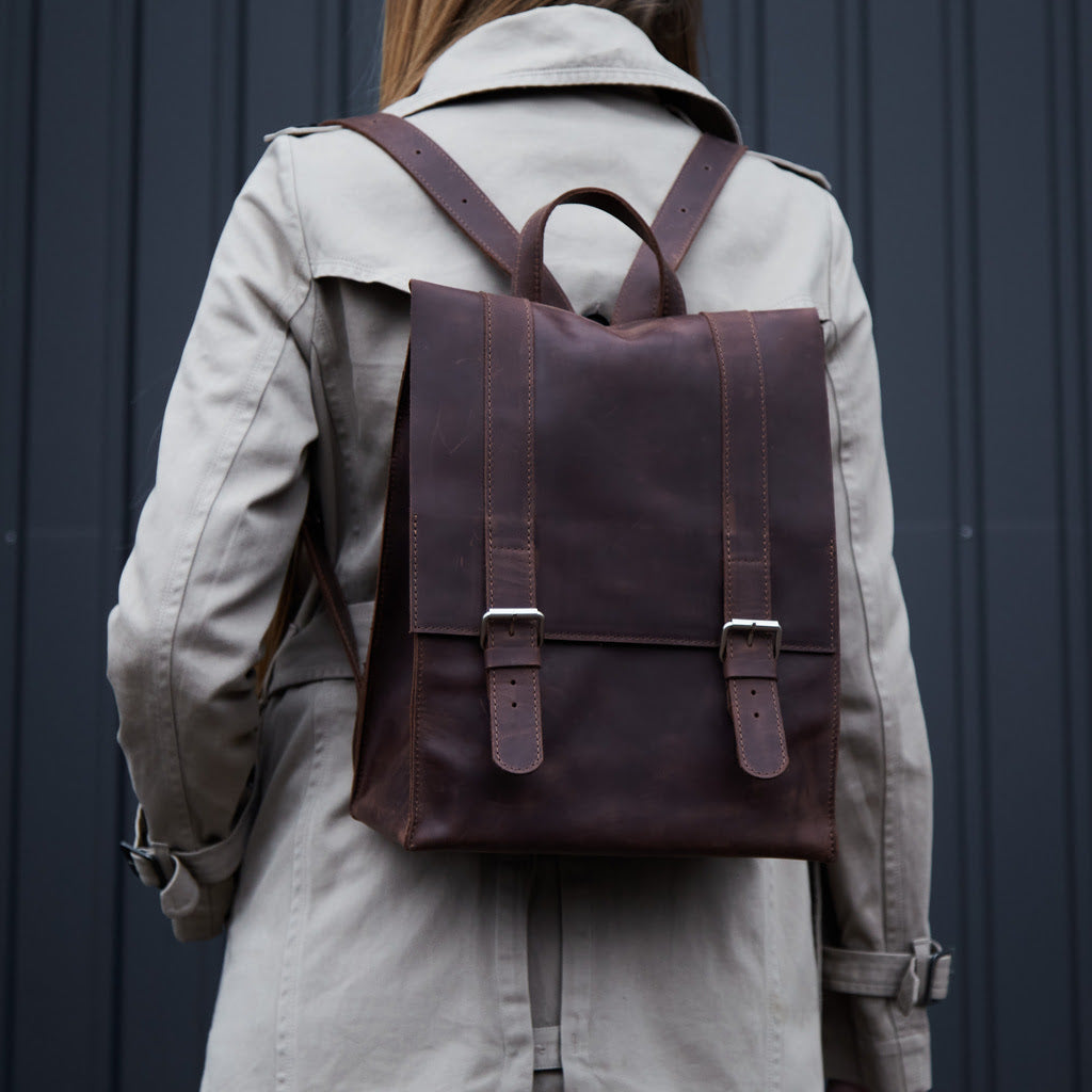 Gloria Leather Backpack with Laptop Pocket