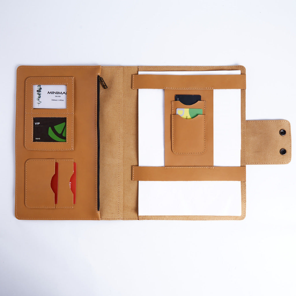 Leather portfolio-organizer for a notebook