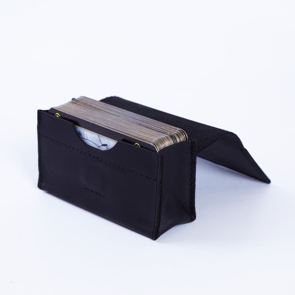 Horizontal tarot bag with magnetic clasp made from vintage leather