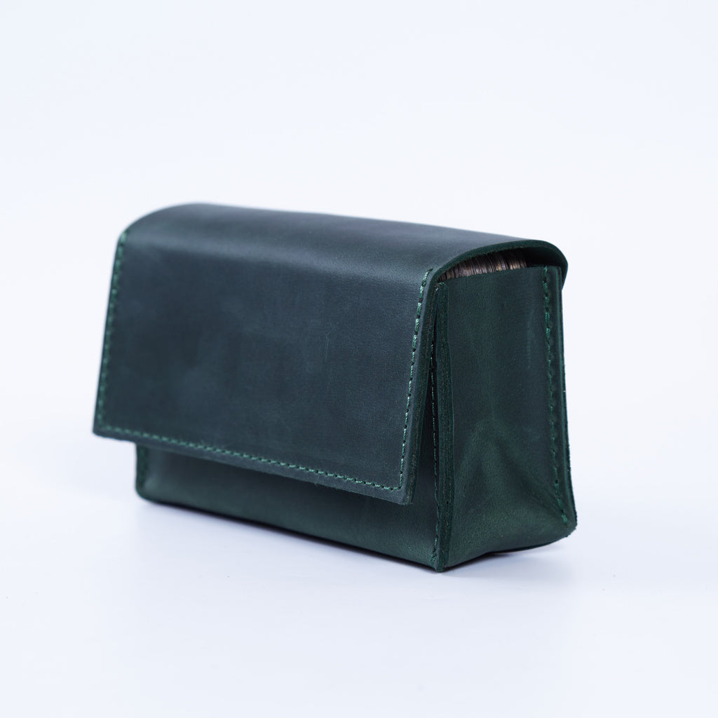 Horizontal tarot bag with magnetic clasp made from vintage leather