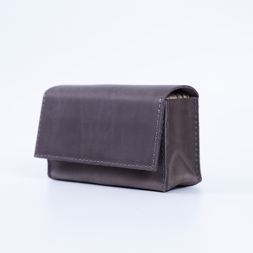 Horizontal tarot bag with magnetic clasp made from vintage leather