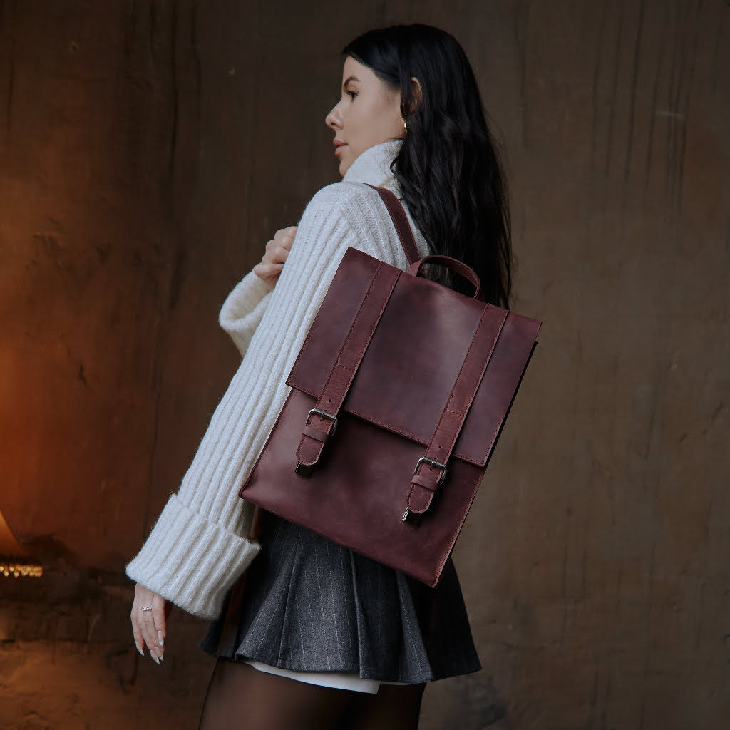 Gloria Leather Backpack with Laptop Pocket