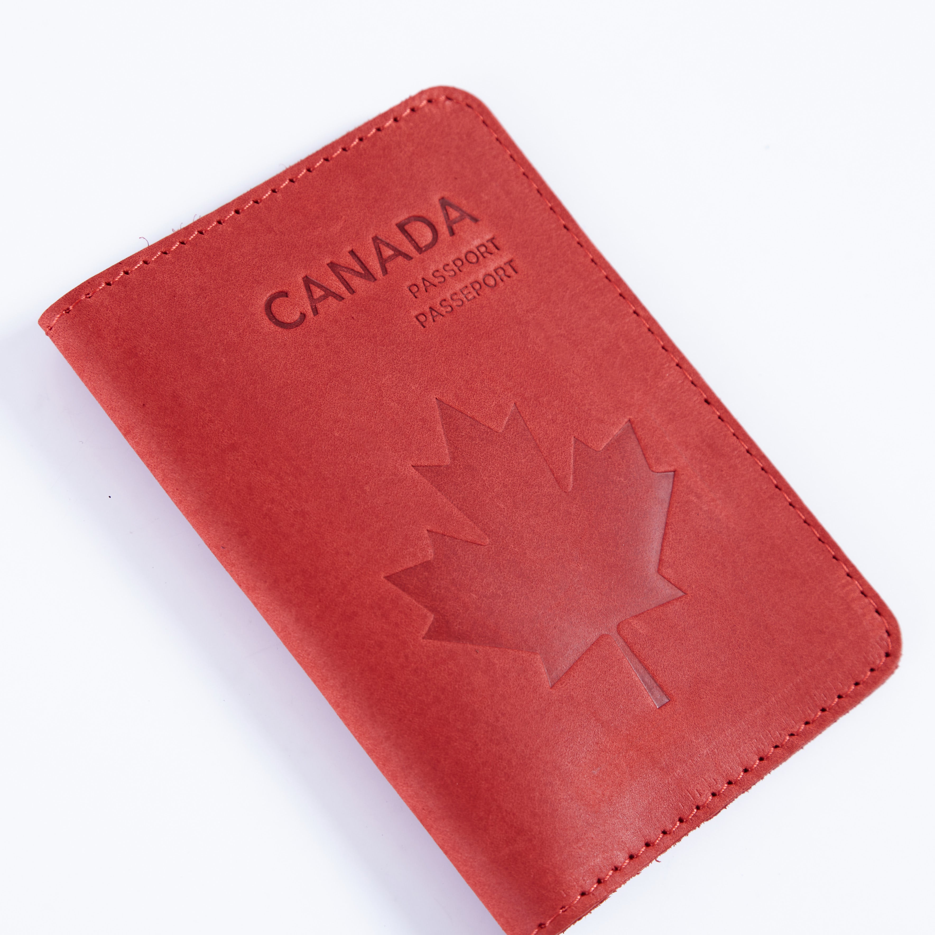 Passport cover with the national symbol of Canada